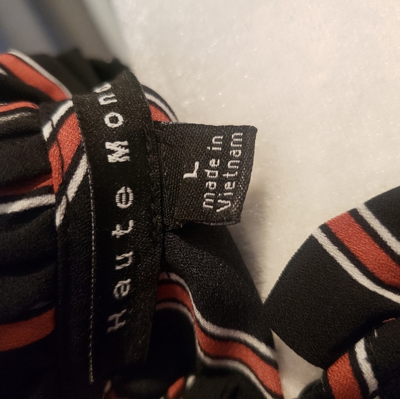 Long sleeve black,red and white stripped blouse - Picture 5 of 7